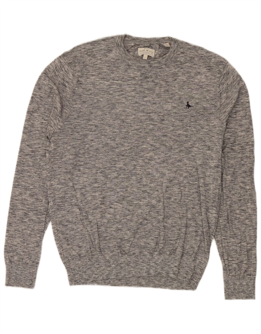 Jack Wills Ανδρικό πουλόβερ με λαιμόκοψη, μεγάλο γκρι βαμβακερό