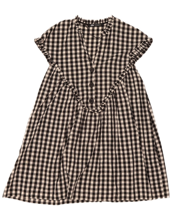 Zara Γυναικείο φόρεμα A-Line UK 14 Medium Black Gingham
