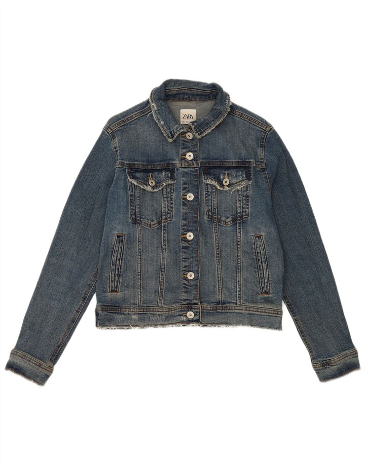 Zara Γυναικείο Τζιν Μπουφάν UK 16 Large Blue Cotton