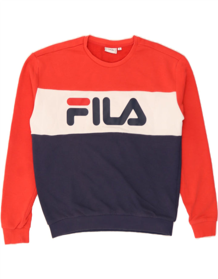 FILA Womens Graphic Sweatshirt Jumper UK 10 Small Multicoloured Vintage Fila and Second-Hand Fila from Messina Hembry 