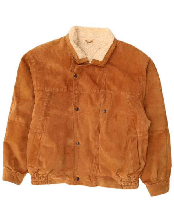 Vintage Ανδρικό Sherpa Suede Jacket UK 40 Large Brown Leather