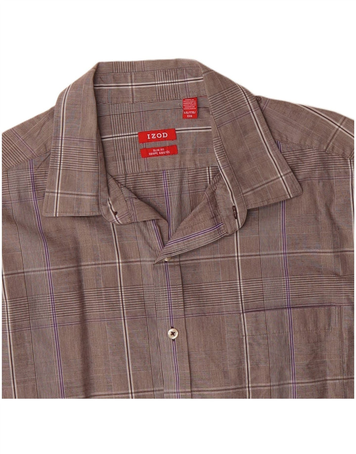 Ανδρικό πουκάμισο IZOD Slim Fit 2XL Γκρι καρό βαμβακερό