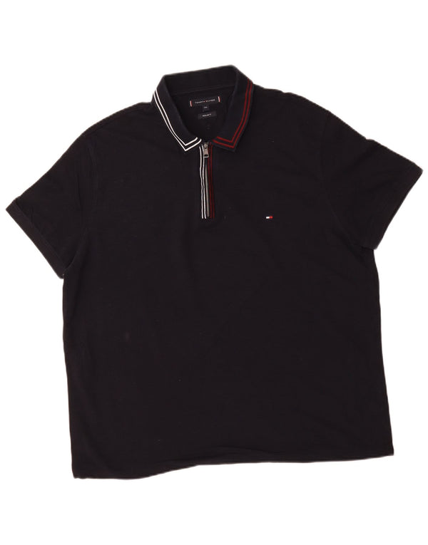 Tommy Hilfiger Ανδρικό μπλουζάκι πόλο κανονικής εφαρμογής 2XL, μπλε ναυτικό βαμβακερό ριγέ