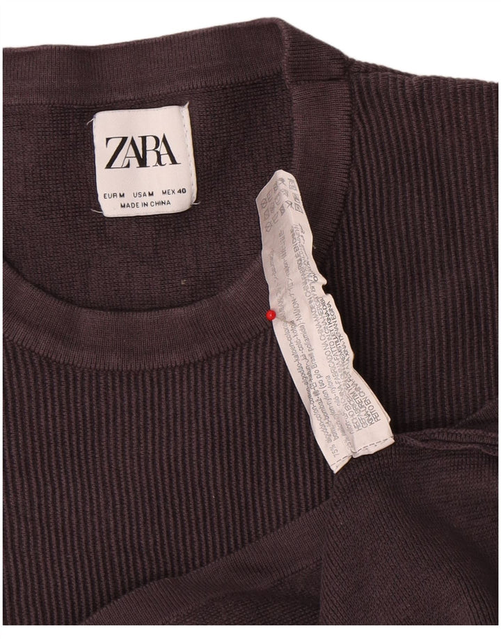 Ανδρικό T-Shirt Zara Τοπ μεσαίο γκρι βαμβακερό