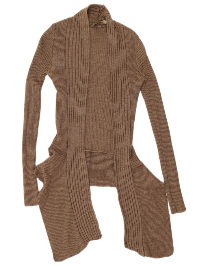 Zara Γυναικείο Ασύμμετρο Ανοιχτό Ζακέτα UK 12 Medium Beige