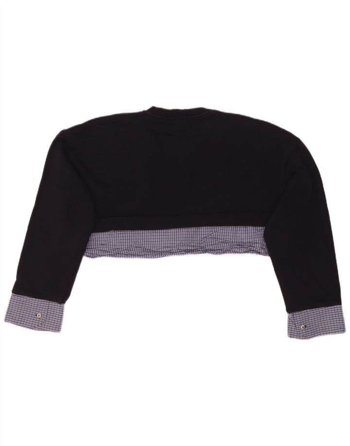 Zara Γυναικεία φούτερ μεγάλης κλίμακας Crop Jumper UK 10 Small Navy Blue Check
