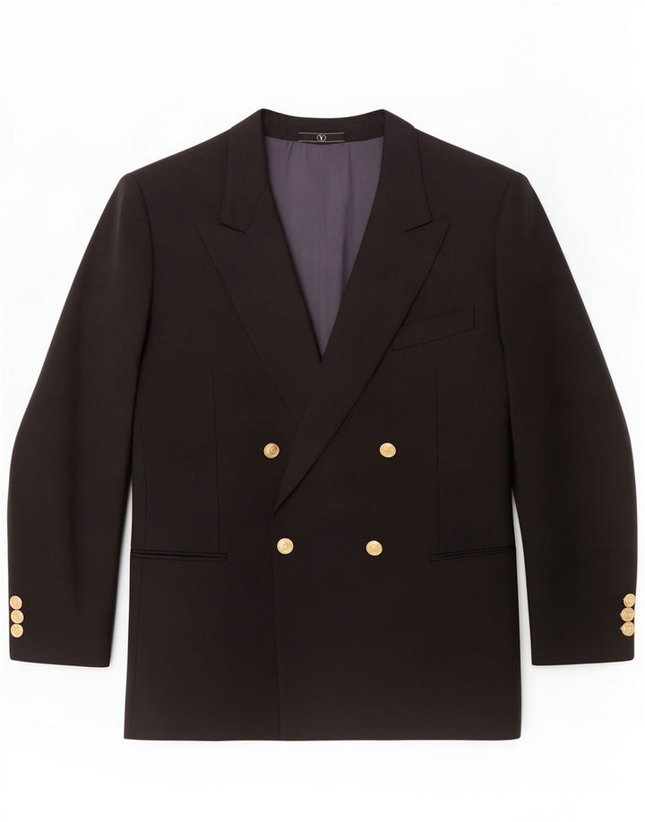 Valentino Ανδρικό Σακάκι Blazer με διπλό στήθος IT 50 μεγάλο μαύρο παρθένο μαλλί