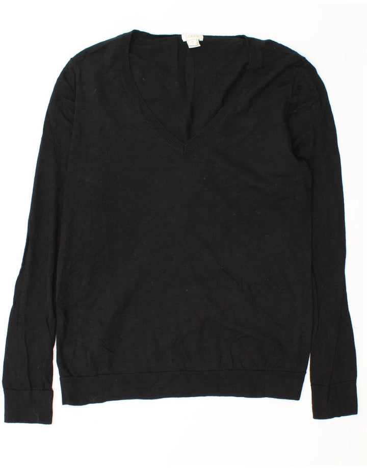 J. CREW Womens V-Neck Jumper Sweater UK 14 Medium Black Cotton Vintage J. Crew and Second-Hand J. Crew from Messina Hembry 