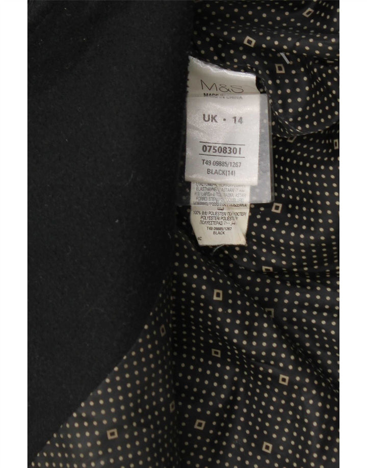 Marks & Spencer Γυναικείο παλτό με διπλό στήθος UK 14 Μεσαίο μαύρο πολυεστέρα