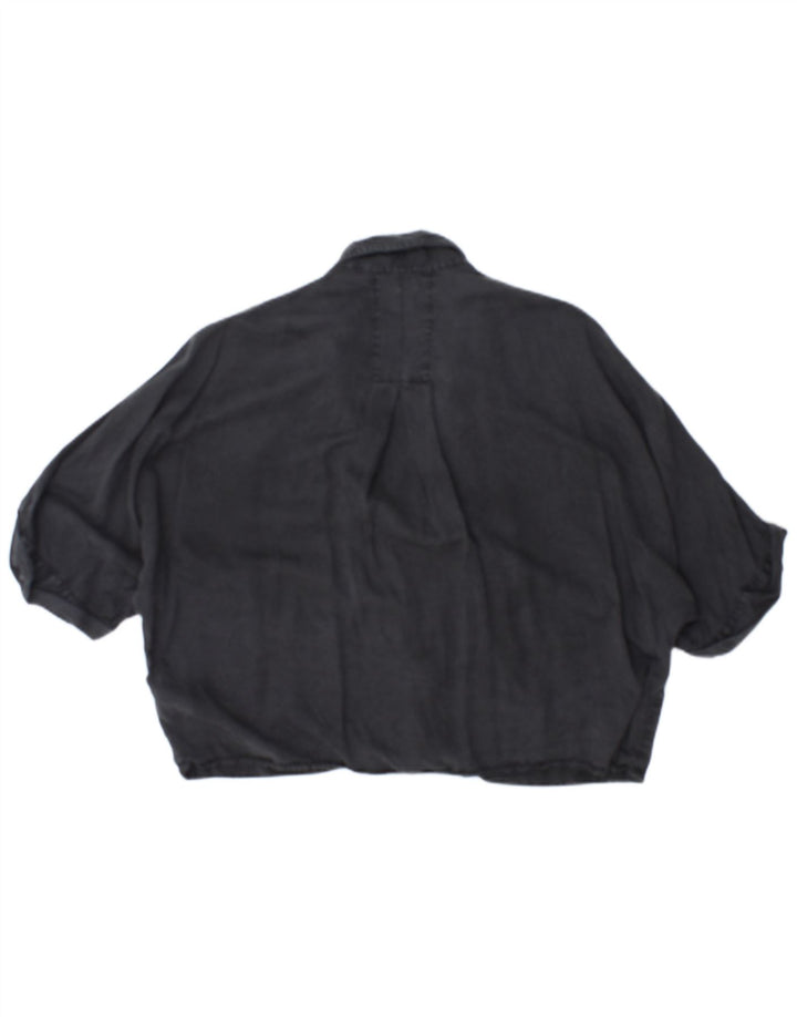 ZARA Γυναικείο κοντομάνικο πουκάμισο Oversized Μπλούζα UK 10 Small Black