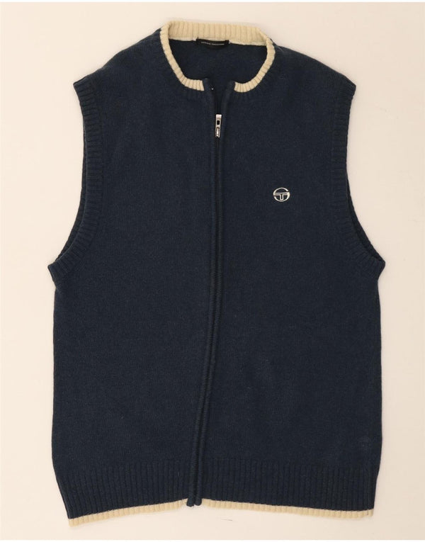 Sergio Tacchini γυναικείο αμάνικο πουλόβερ UK 12 Medium Navy Blue