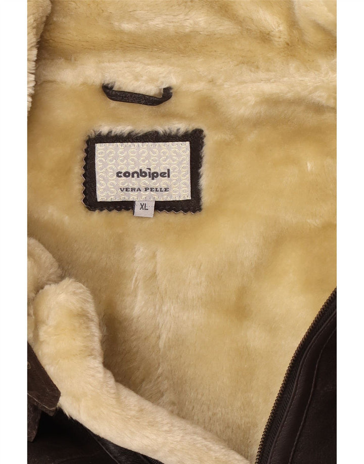 Ανδρικό Shearling Jacket Conbipel UK 42 XL Καφέ Δερμάτινο