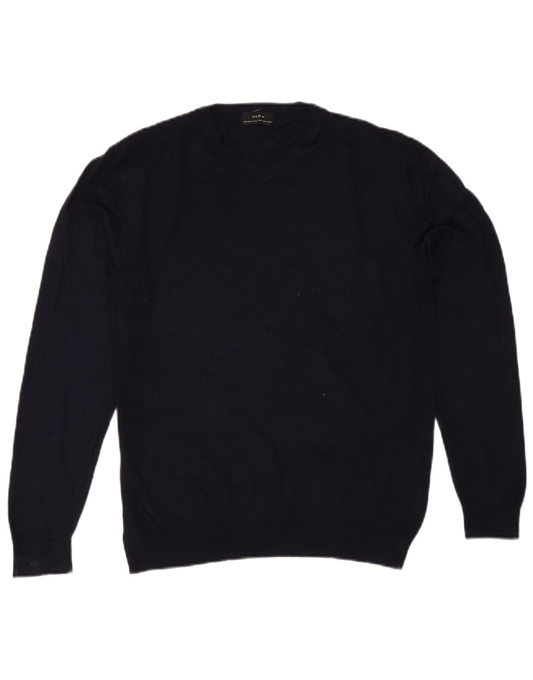 Zara Γυναικείο πουλόβερ με V λαιμόκοψη UK 14 Medium Navy Blue