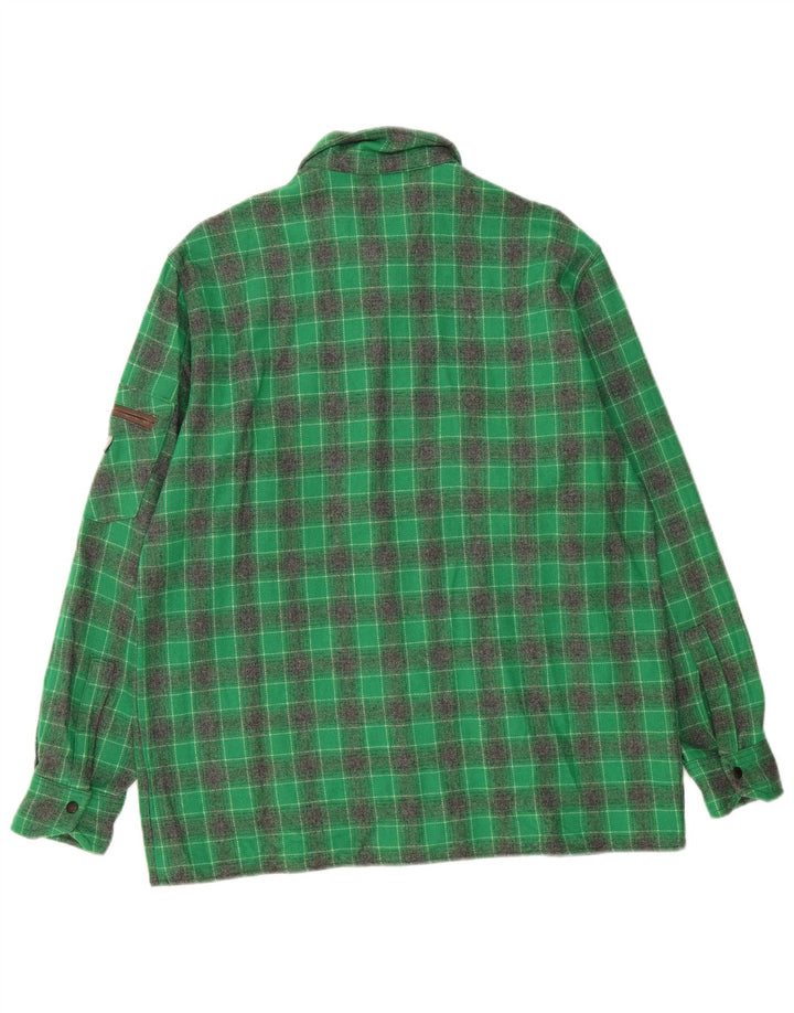 Vintage Ανδρικό Φανελένιο Πουκάμισο IT 52 Large Green Check Wool