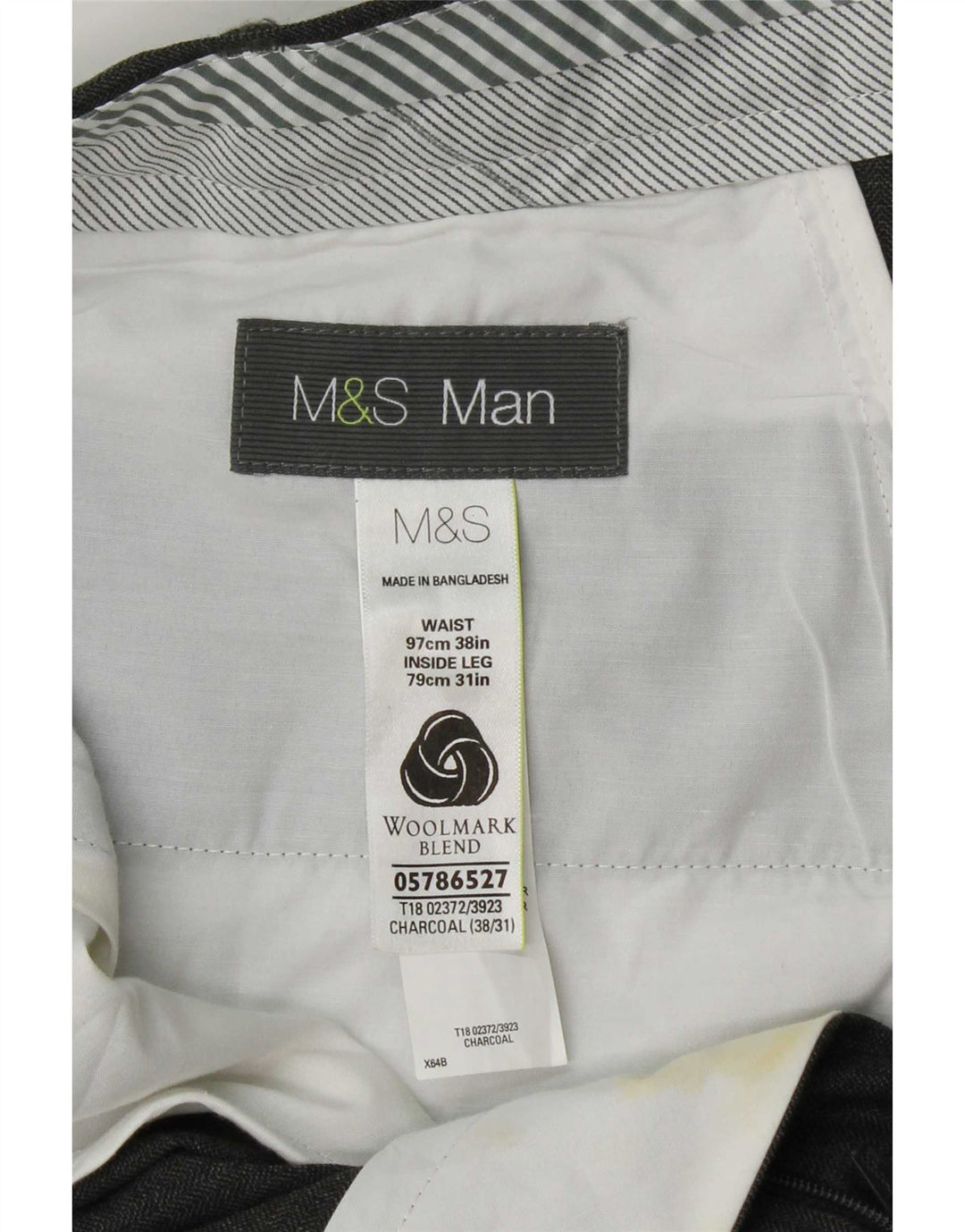 Ανδρικό ίσιο παντελόνι Marks & Spencer W38 L31 Γκρι μαλλί