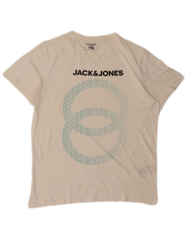 Jack & Jones Ανδρικό T-Shirt με κανονική εφαρμογή γραφικό μπλουζάκι από μεσαίο λευκό βαμβάκι