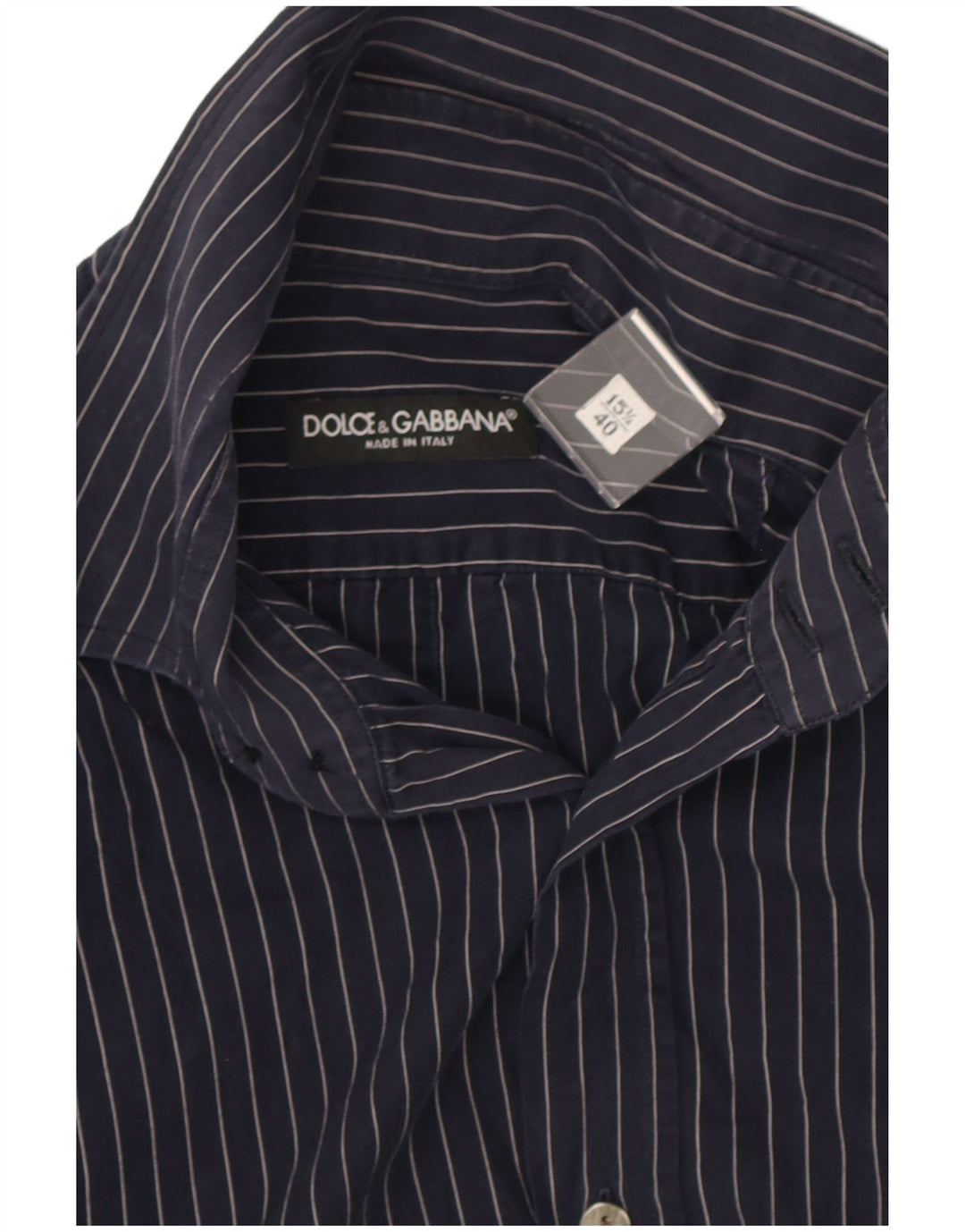 Ανδρικό πουκάμισο Dolce & Gabbana 40 15 3/4 Medium Navy Blue Pinstripe