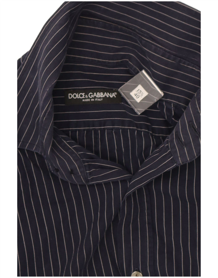 Ανδρικό πουκάμισο Dolce & Gabbana 40 15 3/4 Medium Navy Blue Pinstripe