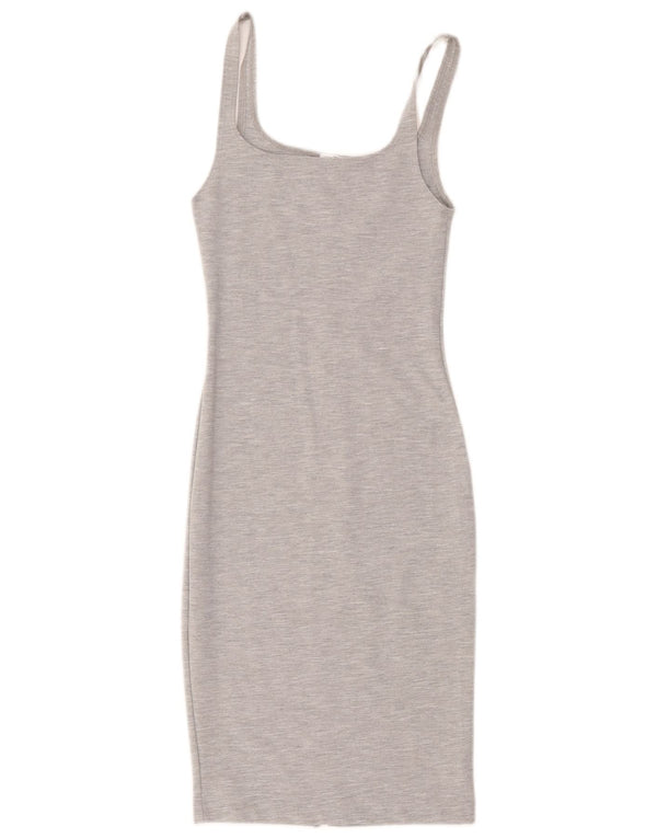 Zara Γυναικείο Trafaluc Αμάνικο Bodycon Φόρεμα UK 8 Small Grey Flecked