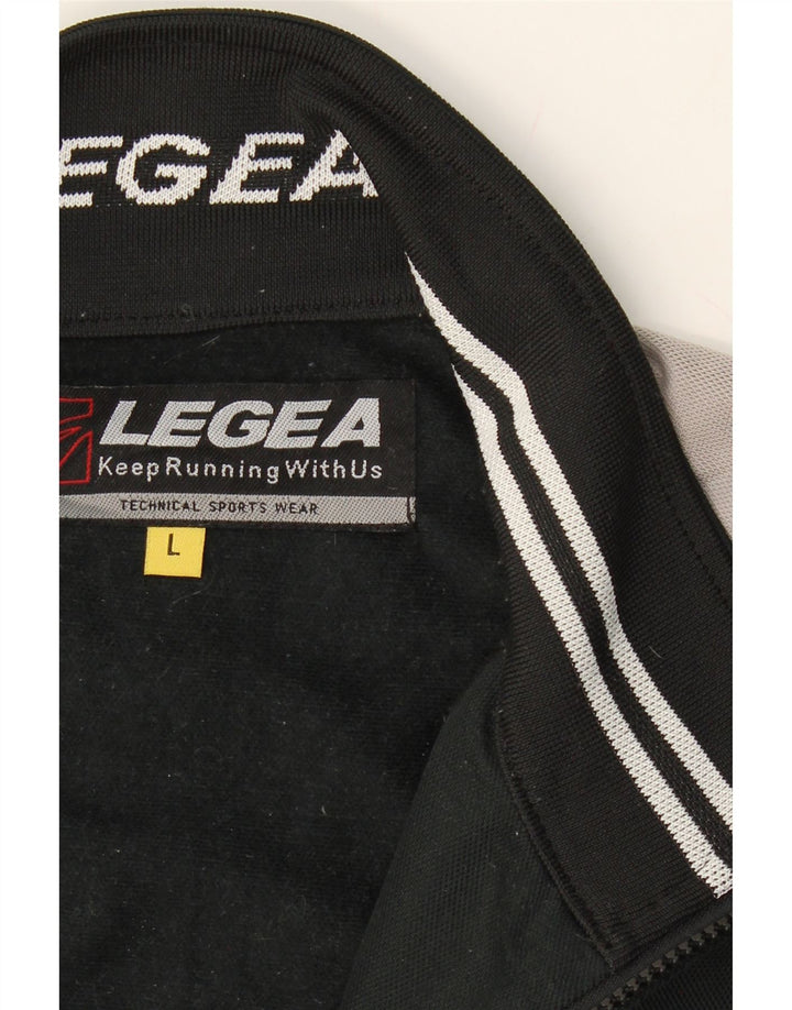 LEGEA Mens Graphic Tracksuit Top Jacket Large Black Colourblock Polyester Vintage Legea and Second-Hand Legea from Messina Hembry 