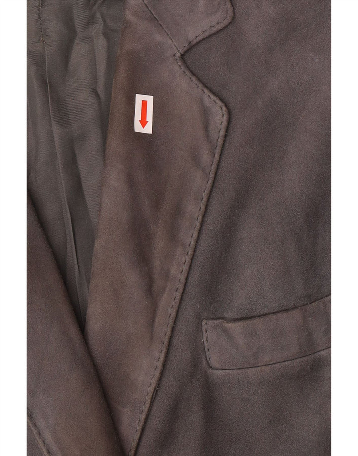 VINTAGE Γυναικείο Suede Blazer Jacket UK 14 Medium Grey