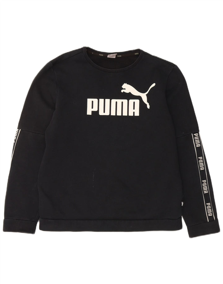 PUMA Boys Graphic Sweatshirt Jumper 15-16 Years Black Cotton