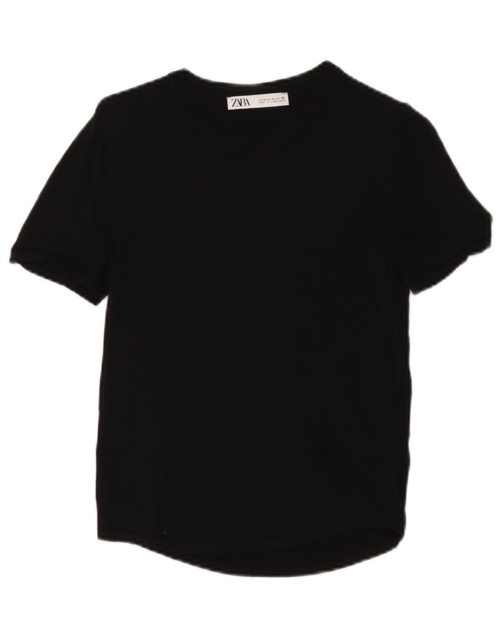 Zara Γυναικείο T-Shirt Top UK 12 Medium Black Viscose