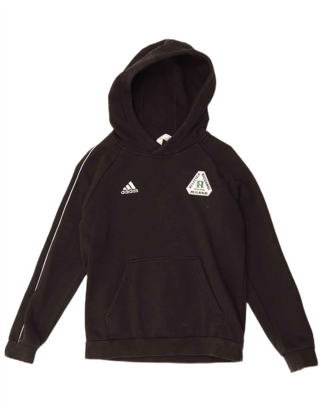 Adidas Boys Graphic Hoodie Jumper 11-12 Years Black Polyester