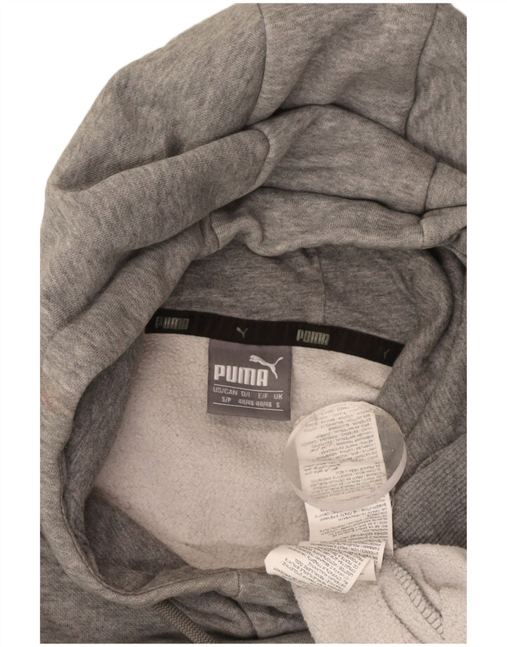 PUMA Mens Graphic Hoodie Jumper Small Grey Cotton