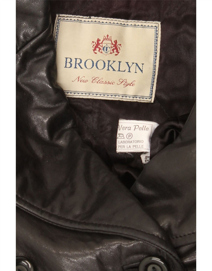 Γυναικείο Brooklyn Double Breasted Δερμάτινο Παλτό IT 42 Medium Black Leather