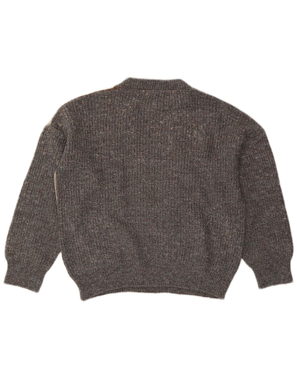 Vintage γυναικείο πουλόβερ με λαιμόκοψη UK 18 XL Grey Colourblock