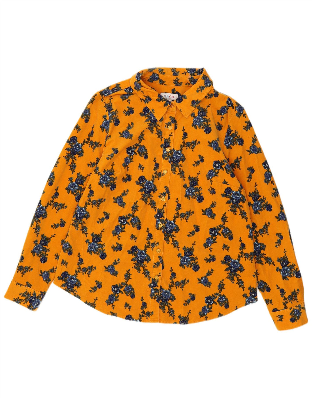 Denim & Co Γυναικείο κοτλέ πουκάμισο UK 16 μεγάλο κίτρινο φλοράλ βαμβακερό