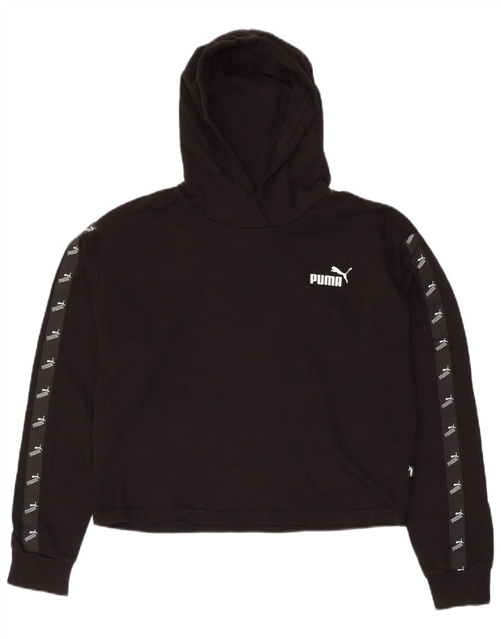 Γυναικεία PUMA Oversized Crop Graphic Hoodie Jumper UK 10 Small Black Cotton
