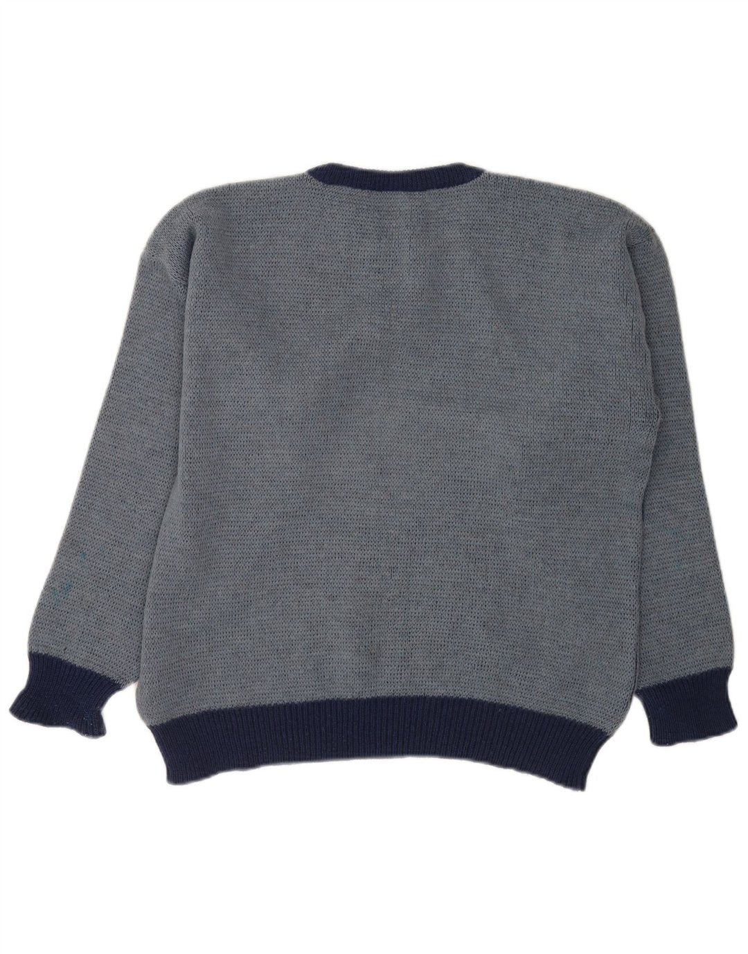 Vintage Ανδρικό πουλόβερ με λαιμόκοψη IT 52 Μεγάλο Μπλε Γεωμετρικό