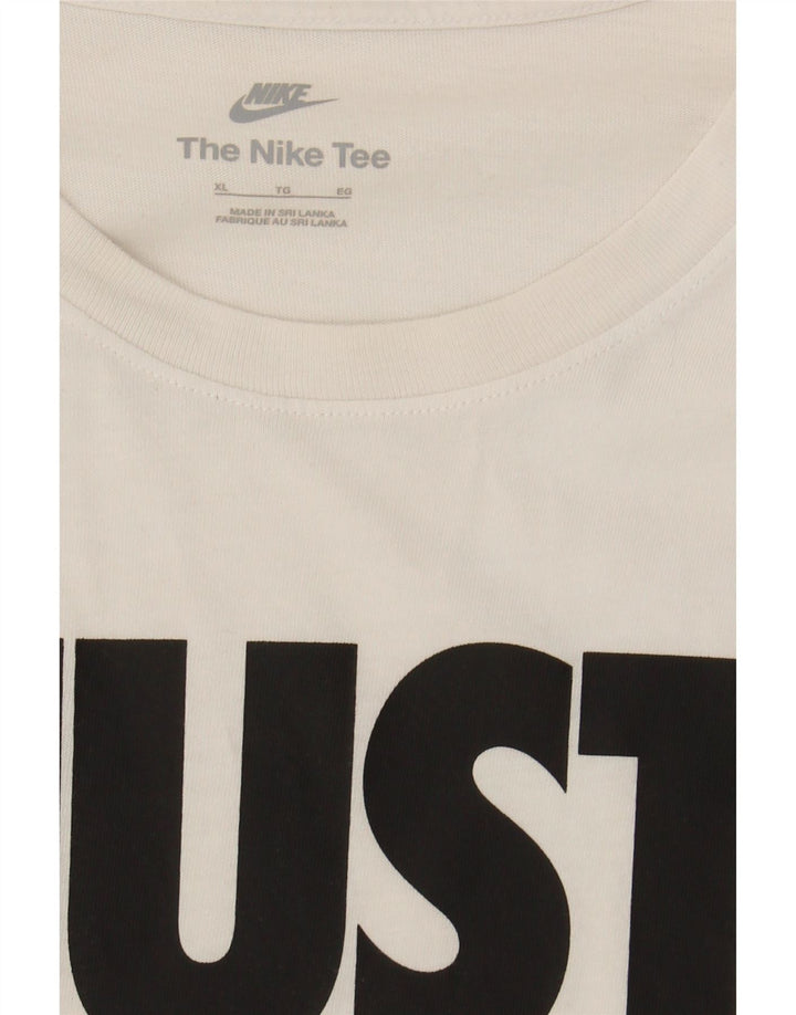 NIKE Mens Graphic T-Shirt Top XL White Cotton Vintage Nike and Second-Hand Nike from Messina Hembry 