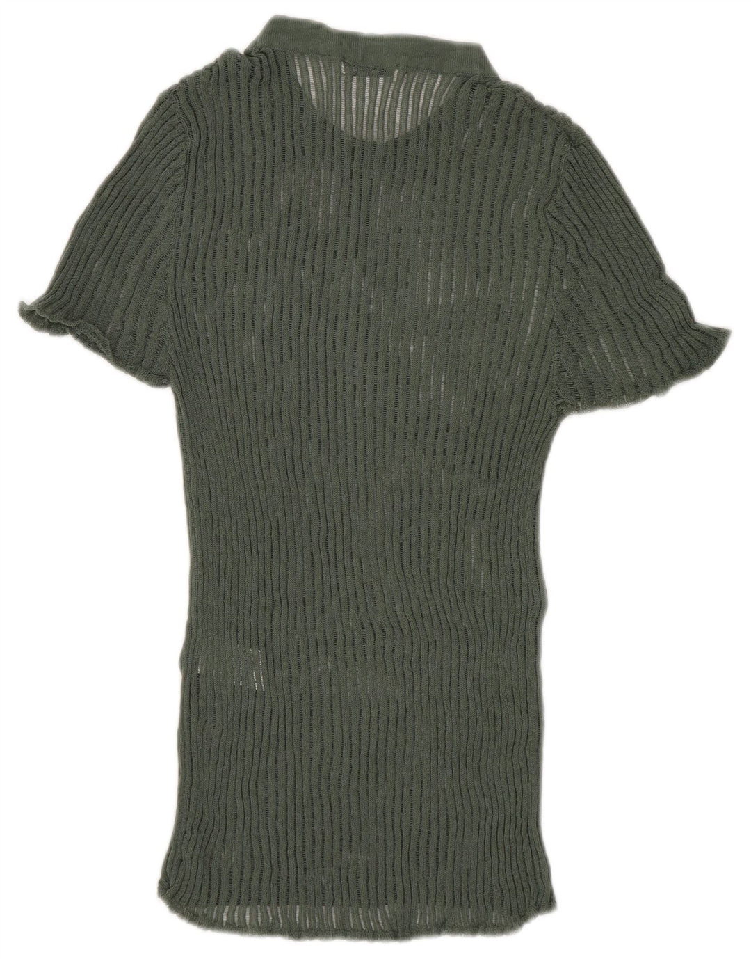 Zara Γυναικεία Πλεκτή Μπλούζα Τοπ UK 8 Small Green Viscose