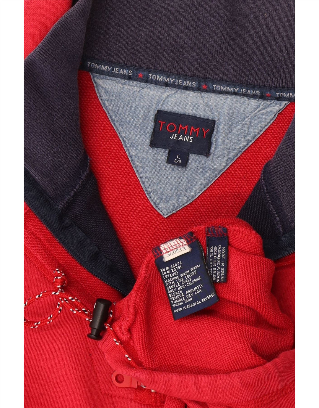 Tommy Hilfiger ανδρικό μπλουζάκι με φερμουάρ και μακρυμάνικο μεγάλο κόκκινο βαμβακερό