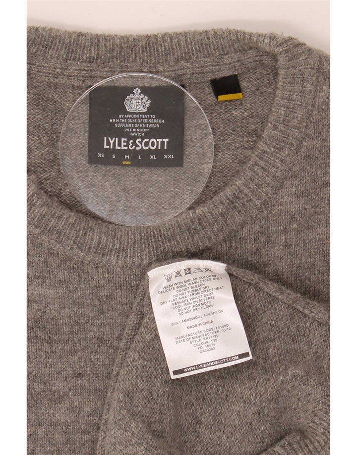 Lyle & Scott Ανδρικό πουλόβερ με λαιμόκοψη μεσαίου γκρι μαλλί αρνιού
