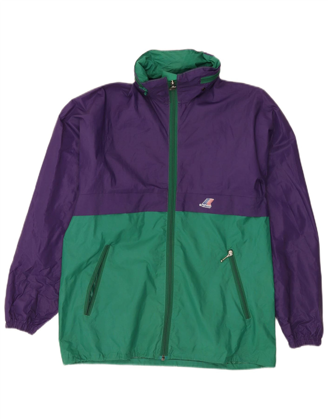 K-Way Ανδρικό μπουφάν βροχής με κουκούλα UK 38 Medium Purple Colourblock Polyamide