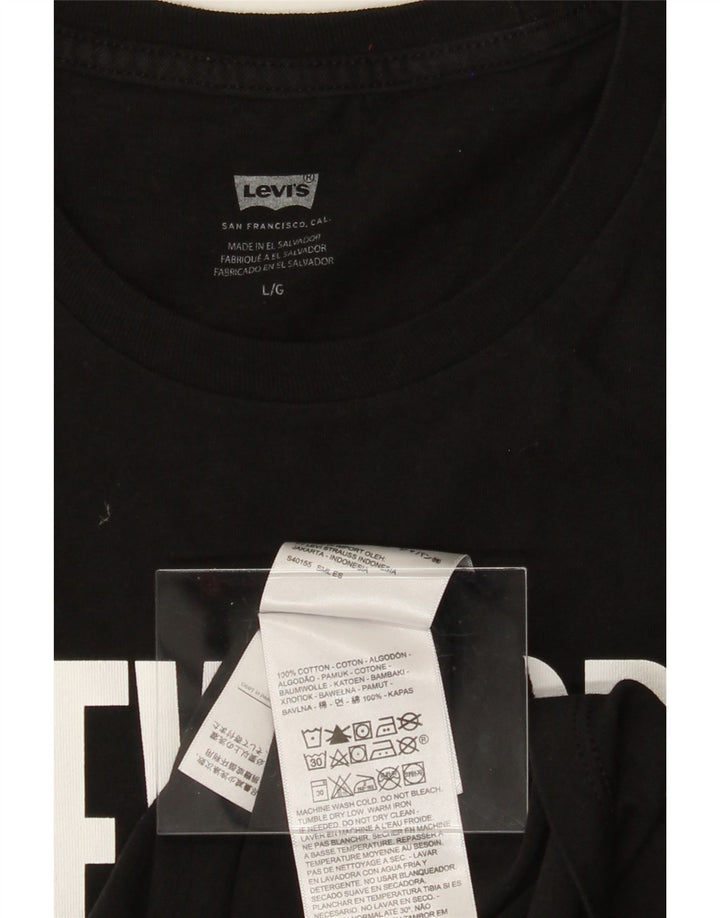 LEVI'S Mens Graphic T-Shirt Top Large Black Cotton Vintage Levi's and Second-Hand Levi's from Messina Hembry 