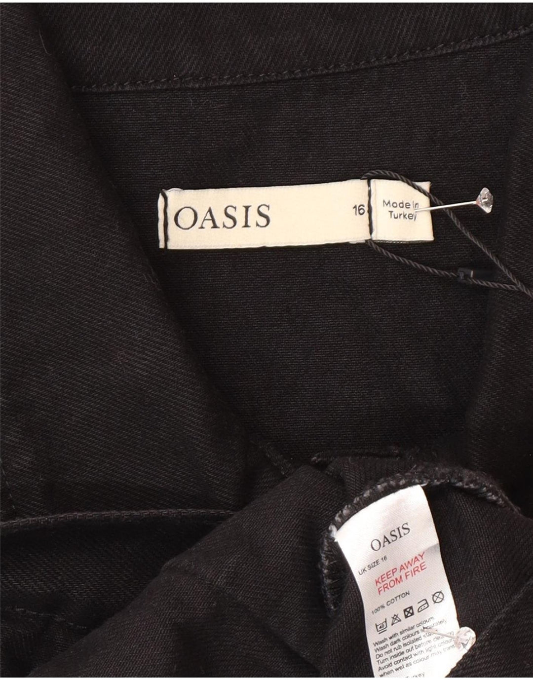 Oasis Γυναικείο Τζιν Gilet UK 16 μεγάλο μαύρο βαμβακερό