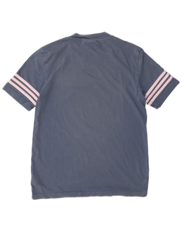 Γυναικείο γραφικό T-Shirt Adidas Top UK 10 Small μπλε βαμβακερό