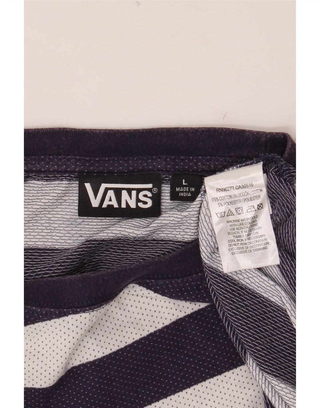 VANS Ανδρικό T-Shirt Top Large Navy Blue ριγέ βαμβακερό