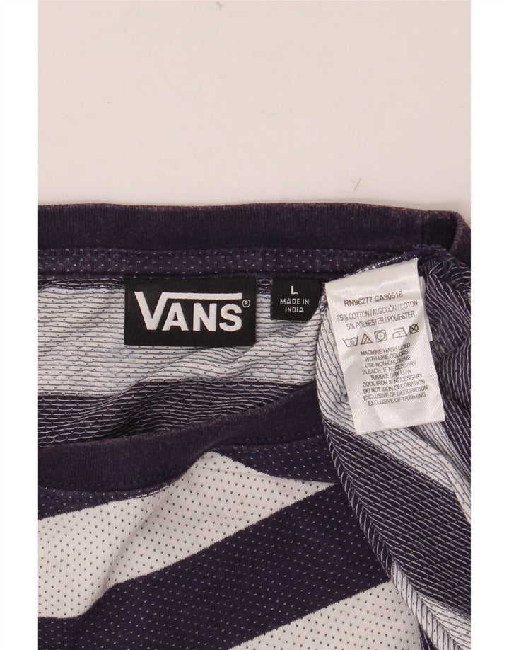 VANS Ανδρικό T-Shirt Top Large Navy Blue ριγέ βαμβακερό