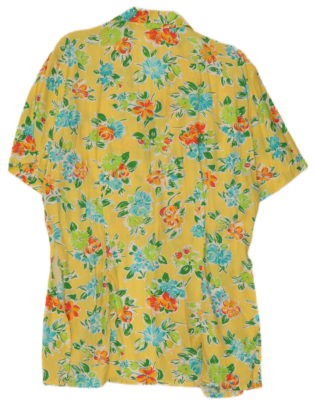 VINTAGE Γυναικείο κοντομάνικο πουκάμισο UK 14 Medium Yellow Floral