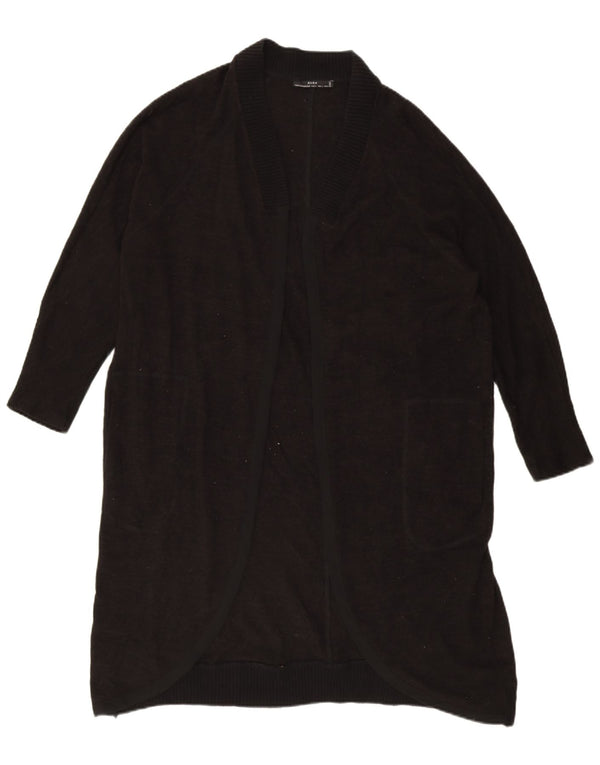 Zara Γυναικείο πουλόβερ Longline Ζακέτα UK 16 μεγάλο μαύρο πολυεστέρα