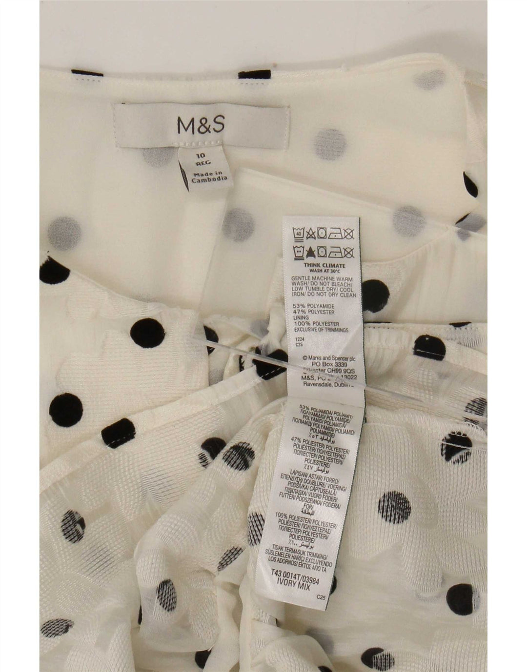 Marks & Spencer Γυναικεία μπλούζα μπλούζα UK 10 Small White Pot Polyamide