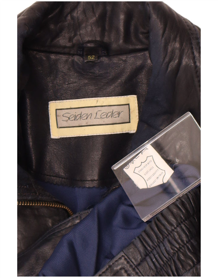 Vintage Ανδρικό Δερμάτινο Μπουφάν EU 52 XL Navy Blue Leather