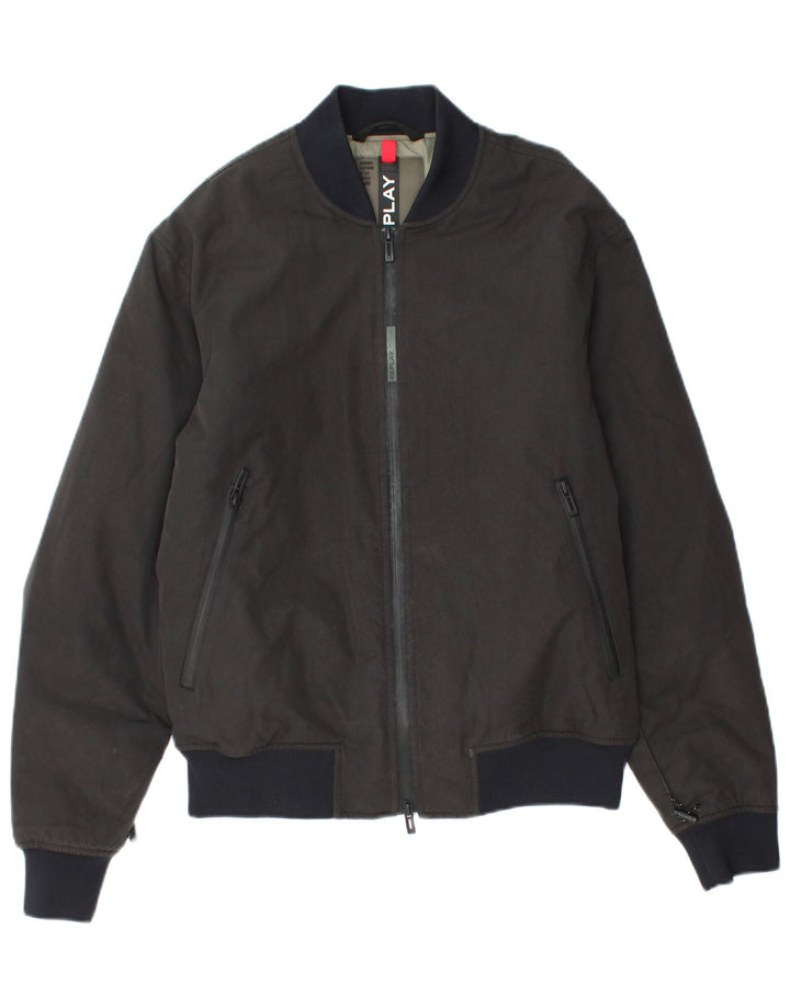 Replay Ανδρικό γραφικό Bomber Jacket UK 38 Medium Grey Colourblock Cotton