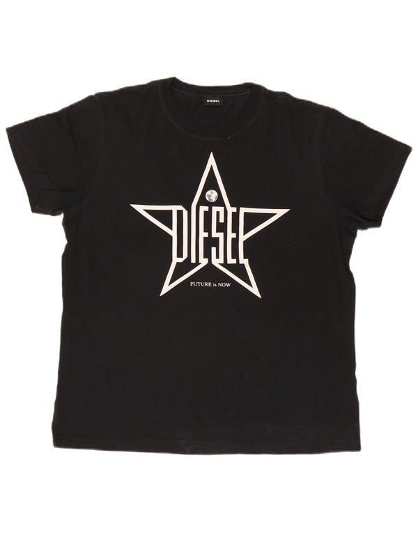 Ανδρικό γραφικό T-Shirt Diesel Top μεγάλο μαύρο βαμβακερό